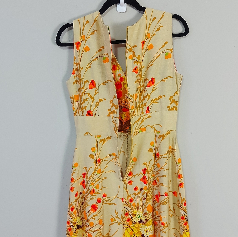 Vintage 1970s Harriet Hawaiian Empire Waist Sleeveless Floral Maxi Dress Size 10 - Picture 4 of 9